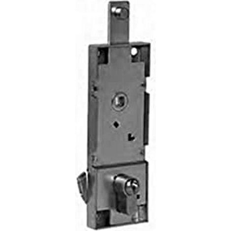 Serrure pour basculante/garage, sans cylindre, entraxe 70 mm, avec levier de déverrouillage anti-effraction