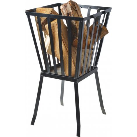 Brasero carré sur pied - L 31 x l 32,5 x H 57,8 cm - Noir - Livraison gratuite (1/5)