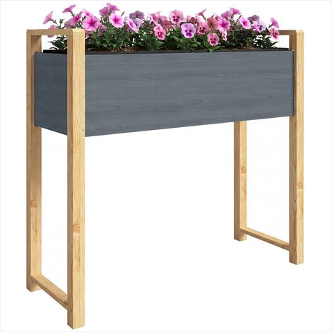 Porte-plantes Lit de jardin surélevé en bois de sapin gris 98 x (1/5)