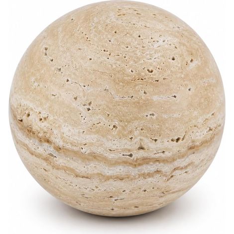 Sphère décorative en travertin naturel, boule en pierre de 12 cm, décoration d'orbe beige polie à la main pour table basse, console, étagère et salon (1/5)