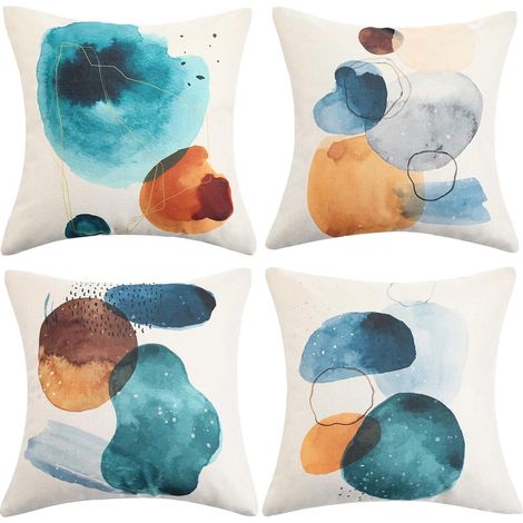 Housses de Coussin décoratives 45 x 45 cm/18 x 18 Pouces Peinture Abstraite Moderne Art Vert Émeraude Jeter Taies d’Oreiller pour canapé Chambre Salon Voiture (1/5)