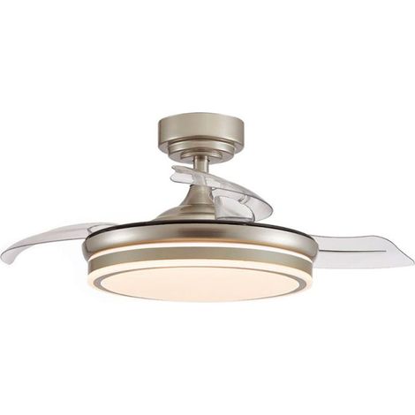 LED-Deckenventilator 3cct, einziehbare Flügel, Moss Mini, 46 W, 5520 Lm, Nickel