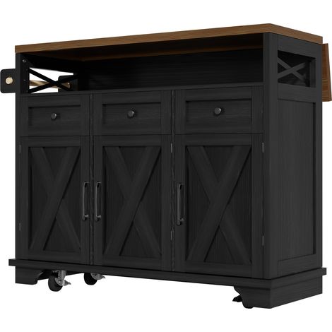 Isla de cocina 118 x 43 x 98 cm MDF y metal negra HOMVRA (1/5)