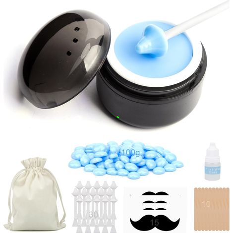 Kit de cire de nez portable noir pour épilation avec 100 g de cire, 10 applicateurs, 30 bâtons de poils de nez, 2 pots en silicone, 15 à 20 fois, chauffe-cire pour homme et femme (1/5)
