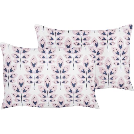 Lot de 2 Coussins d'Extérieur en Tissu Crème à Motif de Feuilles 40 x 60 cm Torretta