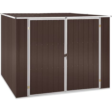 Abri de jardin cabane cabanon maison de stockage remise extérieur hangar outils robuste marrron 195 x 198 x 159 cm acier galvanisé marron (1/5)