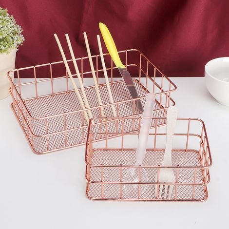 Lot de 2 paniers de rangement multifonctionnels en fer pour cosmétiques, fruits et autres produits ménagers. (1/5)