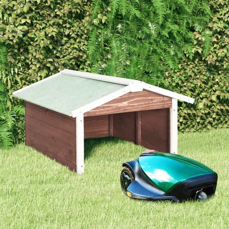 Garage de tondeuse à gazon 72x87x50 cm Moka et blanc Sapin (1/5)