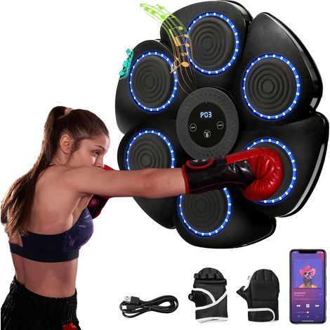 Entrenador de boxeo inteligente, conexión Bluetooth, música envolvente, negro. (1/2)