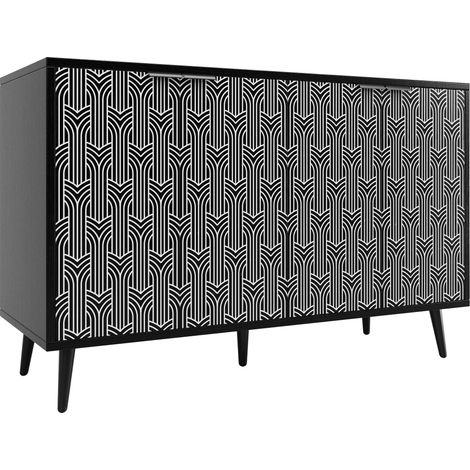 ELVMI Credenza con 2 Ante, Ripiano Regolabile e Sistema Antiribaltamento, per Soggiorno o Sala da Pranzo, MDF, 120 × 35 × 78 cm, Nero (1/4)