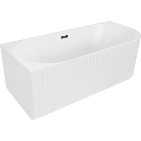 Mexen Gia bañera exenta esquinera acanalada izquierda 170 x 80 cm, blanco mate, rebosadero negro - 52701708001L-70 (1/3)