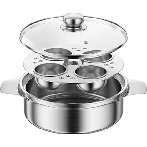 Olla escalfadora de acero inoxidable con capacidad para 4 tazas, olla antiadherente versátil para estufa con asa para ollas, sartenes y ollas a presión, escalfadora, máquina para escalfar. (1/3)