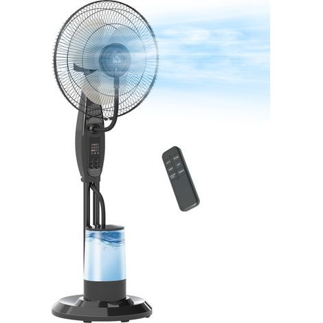 Ventilateur brumisateur 75 W 120 cm avec télécommande, minuterie, oscillation à 70°, tête inclinable, noir (1/4)