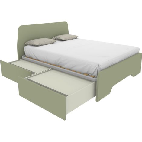 Letto matrimoniale 160x200 con testate sagomate e cassettoni - Salvia
