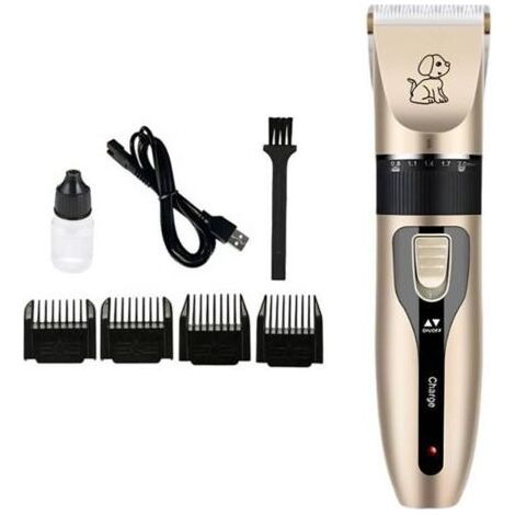 Tondeuse pour chiens et chats, 4 sabots interchangeables, 6 vitesses, batterie rechargeable, fonctionnement silencieux (1/2)