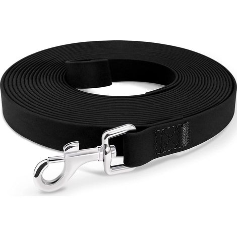 Laisse de rappel pour chiens de 5 m, 10 m, 15 m et 20 m, laisse de course étanche pour chiens, laisse longue et résistante pour chiens moyens, grands et très grands (noire 20 m)
