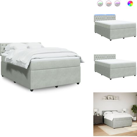 Boxspringbett mit Matratze Hellgrau 160x200 cm Samt - Boxspringbett - Boxspringbetten - Bett - Schlafzimmermöbel (1/5)