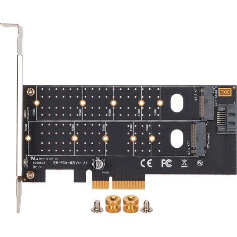 Carte d'extension PCIe double M.2 avec support NVMe et SATA, adaptateur pour SSD (1/5)
