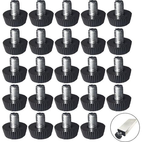 24pcs Pieds de Meuble Réglables, Patins de Protection pour Sol, Pieds de Nivellement M6 x 10 x 15mm, Base Antidérapante pour Tables, Chaises et Équipements, Adaptés pour Intérieur et Extérieur (1/5)