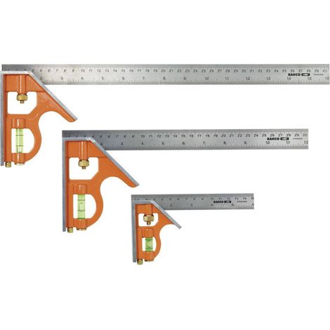 Bahco – Équerre à combinaison coulissante 300 mm – Niveau à bulle intégré – Pour marquages à 45º et 90º – CS300