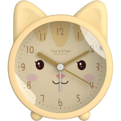 Réveil enfant mignon avec animal, silencieux, en silicone, veilleuse, réveil de voyage chat (1/4)