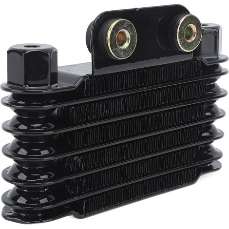 Refroidisseur d'huile moteur moto en aluminium robuste pour motos, quads et véhicules tout-terrain, filetage M8, haute résistance, refroidissement performant. (1/5)