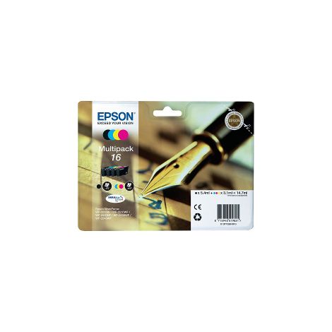 Cartuccia d'inchiostro originale Epson Durabrite MP per penna stilografica e crossword, colori nero, ciano, magenta e giallo, compatibile con Epson WorkForce WF-2010W e WF-2510WF