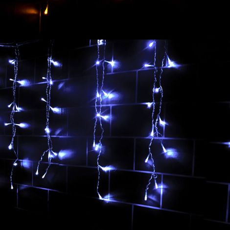 216 LED lampes guirlande de stalactites de Noël, 5 mètres, 8 modes, rideau de lumières féeriques pouvant être connectées, décoration de Noël pour extérieur, mariages et fêtes (blanc) (1/5)