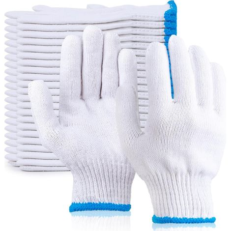 Gants blancs pour hommes et femmes, 12 paires de gants de cuisine, adaptables aux grillades, à la cuisine, aux fours, aux fours, etc. (1/5)