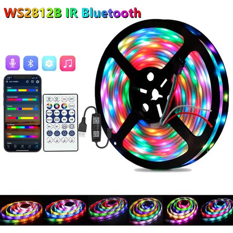Bande lumineuse LED pour rétroéclairage TV, 3 m, couleurs arc-en-ciel, avec télécommande et application de contrôle, câble USB pour décoration de Noël dans la salle TV