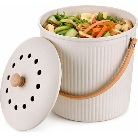 Compostiera da cucina, 5,6 litri – Bianca, con filtri al carbone (1/5)