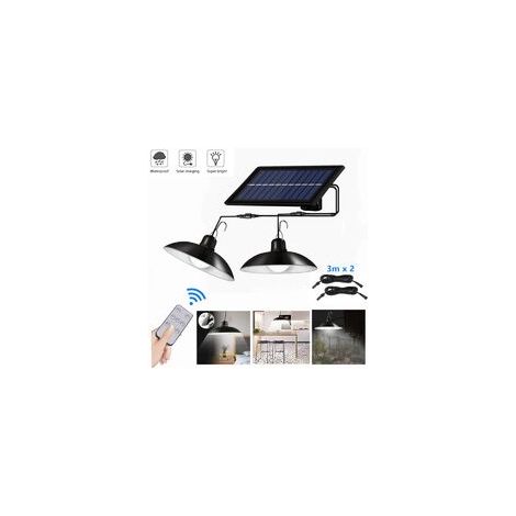 Lampe murale solaire LED étanche avec télécommande – 400 lumens de lumière claire – panneau solaire de 1,5 W – câble de 5 mètres (1/5)
