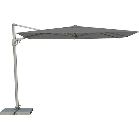 Parasol carré Gris pierre 300 x 300 cm Armature en aluminium Toile polyester 28 kg (1/5)