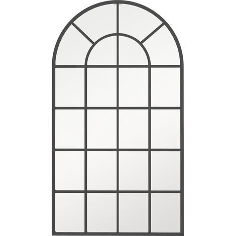 Espejo de pared arqueado 110 x 62 cm con marco metálico negro HOMVRA (1/5)