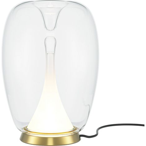 Maytoni Splash Lampe de table LED intégrée moderne dorée 3000 K 800 lm abat-jour en verre