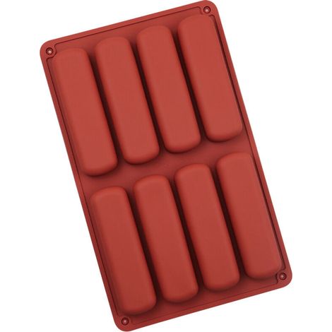 2 Pièces Moulle Silicone Rectangulaire,Moule Forme Gâteau,Moule en Silicone à Biscuits Rectangulaire,pour Pain, Gâteau, Barre de Chocolat, Barre Granola, Biscuits-rouge (1/4)