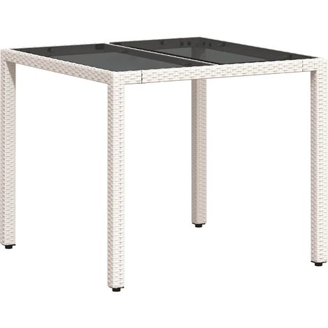 Maison Exclusive - Tavolo Giardino con Piano Vetro Bianco 90x90x75 cm Polyrattan