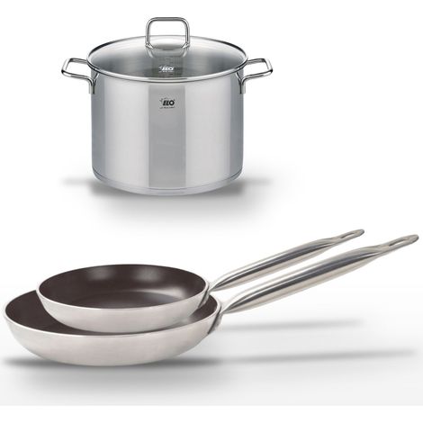 Lot Poêles 28cm & 32cm Elo Bistro Line et Faitout 26cm (1/4)