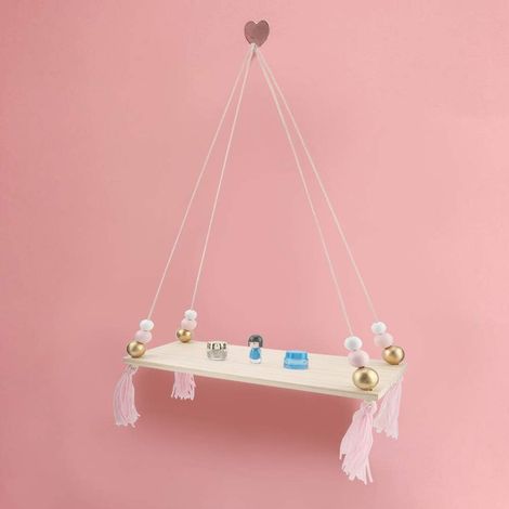 Hanging Wooden Wall Shelf, Decorative Floating Shelf (1/5)