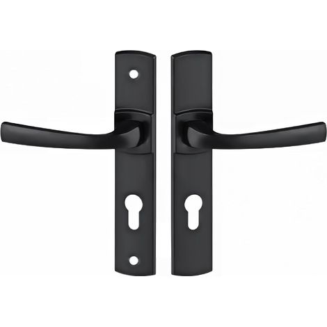 1 - Poignée De Porte Sur Plaque - Serrure À Cylindre - Entraxe 195mm - Carré 7mm - Zamak Noir Onyx - Porte D&39Entrée Bureau Garage