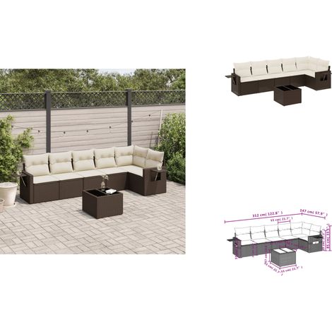 7-tlg. Garten-Sofagarnitur mit Kissen Braun Poly Rattan - Garten Sofagarnitur - Garten Sofagarnituren - Outdoor Sofagarnitur - Sofagarnitur Terrasse (1/3)