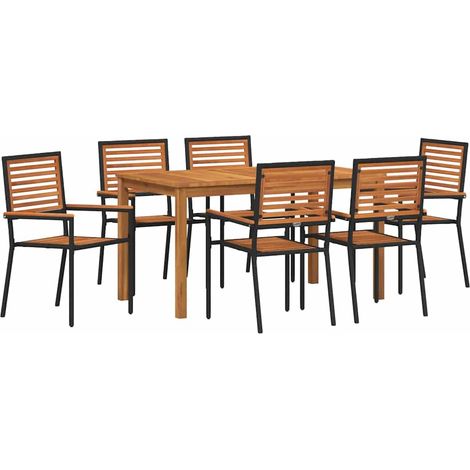 Maison Exclusive - Garten Essgruppe 7 pcs Schwarz Massivholz Akaz