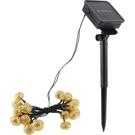 20 Guirlandes Lumineuses Solaires Globe 20LED Dorées Déco Fête Noël Jardin (1/5)