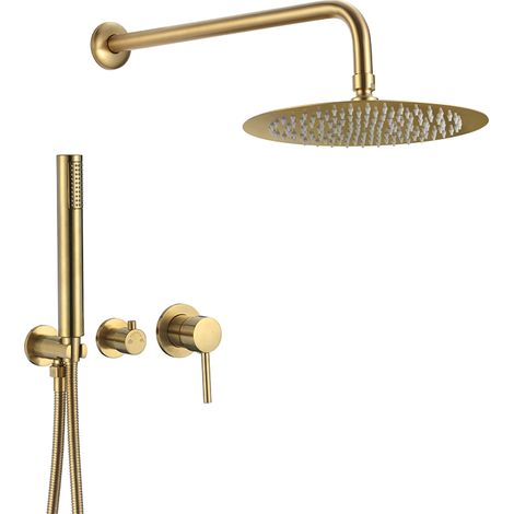 Ducha empotrada dorado cepillado 25 cm GD004-DC Valaz (1/2)