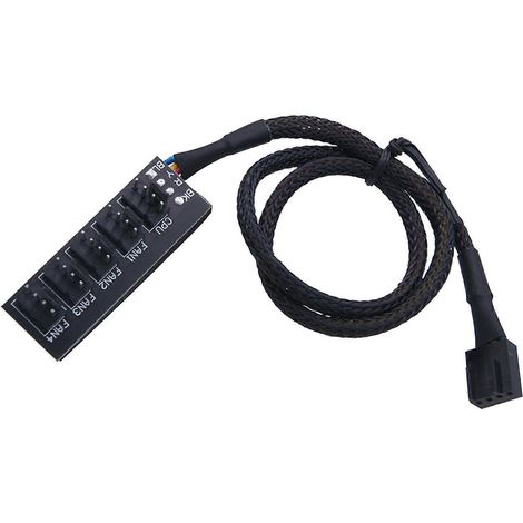 Adaptateur de contrôle PWM central pour ventilateurs, compatible avec jusqu'à 5 ventilateurs PC, installation facile, câble en nylon de 40 cm de long, multicolore. (1/5)