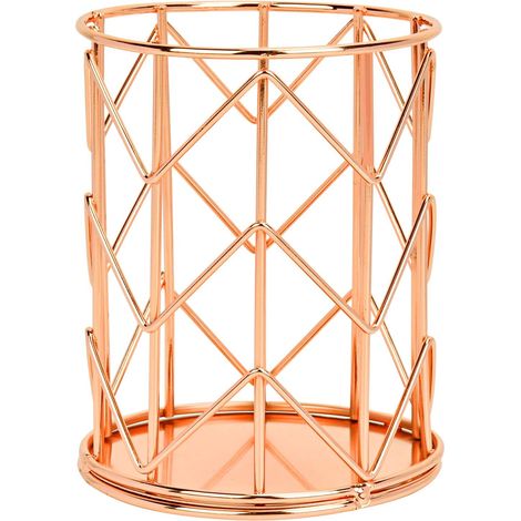 Porte-stylo ajouré tendance, porte-stylo en métal, panier de rangement pour pinceaux de maquillage (or rose B)