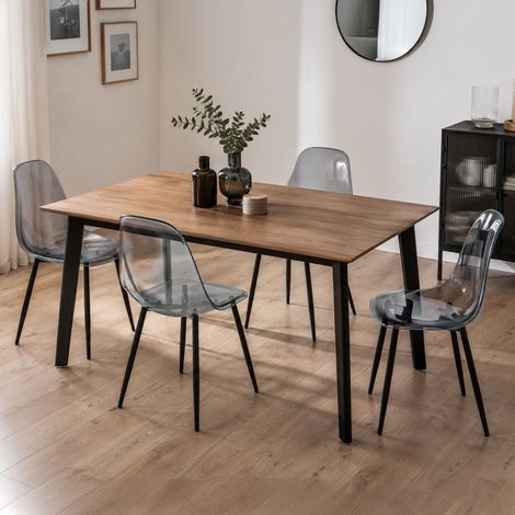 Dmora - Juego de 4 sillas Agate, Sillón PET, Silla de comedor ergonómica, Asiento para reuniones, 53x46h81 cm, Humo (1/5)