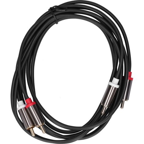 Câble Audio 2RCA Mâle vers 2RCA Mâle Double Blindé Doré pour TV, Amplificateur, Home Cinéma - 2M/6.6ft (1/5)