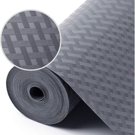 Tapis Fond de Tiroir, Tapis de tiroir Non-Adhésif Antiderapant, Tapis de Frigo Peut être Coupé en Taille pour Protection Tiroir Placard Cuisine (Gris/30cm x 300cm) (1/5)