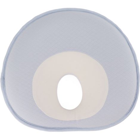 Oreiller de positionnement pour bébé anti-tête plate, centre creux, répartition de pression, doux et élastique, sommeil nouveau-né, bleu clair (1/5)